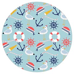 Nautical-marine-symbols-seamless-pattern Round Trivet