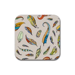 Vector-boho-doodle-feathers-seamless-pattern-illustration Rubber Coaster (square) by Salman4z