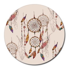 Coloured-dreamcatcher-background Round Mousepad by Salman4z