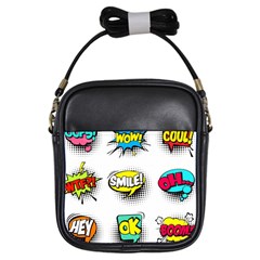 Set-colorful-comic-speech-bubbles Girls Sling Bag by Salman4z