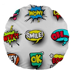 Set-colorful-comic-speech-bubbles Large 18  Premium Round Cushions by Salman4z