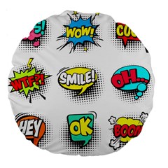 Set-colorful-comic-speech-bubbles Large 18  Premium Flano Round Cushions by Salman4z