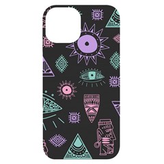 Vintage-seamless-pattern-with-tribal-art-african-style-drawing Iphone 14 Black Uv Print Case by Salman4z