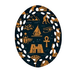 Dark-seamless-pattern-symbols-landmarks-signs-egypt Oval Filigree Ornament (two Sides) by Salman4z