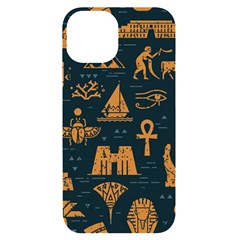 Dark-seamless-pattern-symbols-landmarks-signs-egypt Iphone 14 Black Uv Print Case by Salman4z