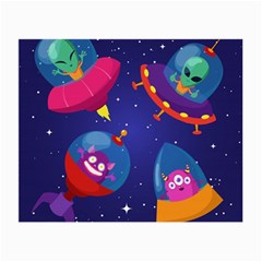 Cartoon-funny-aliens-with-ufo-duck-starry-sky-set Small Glasses Cloth (2 Sides) by Salman4z