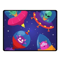 Cartoon-funny-aliens-with-ufo-duck-starry-sky-set Fleece Blanket (small) by Salman4z