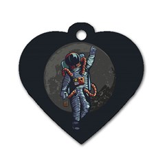 Illustration-drunk-astronaut Dog Tag Heart (two Sides) by Salman4z