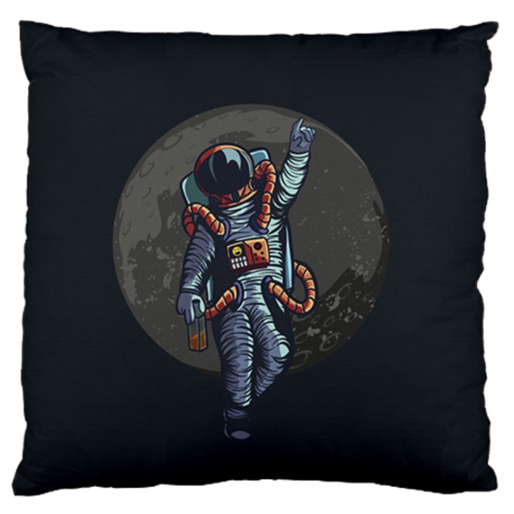 Illustration-drunk-astronaut Large Premium Plush Fleece Cushion Case (Two Sides)