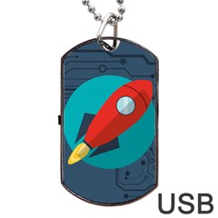 Rocket-with-science-related-icons-image Dog Tag Usb Flash (one Side) by Salman4z