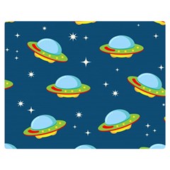 Seamless-pattern-ufo-with-star-space-galaxy-background Two Sides Premium Plush Fleece Blanket (medium) by Salman4z