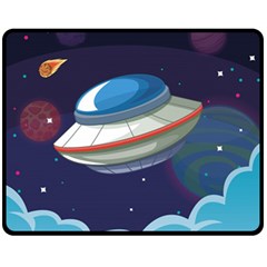 Ufo-alien-spaceship-galaxy Fleece Blanket (medium) by Salman4z