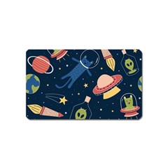 Seamless-pattern-with-funny-aliens-cat-galaxy Magnet (name Card) by Salman4z