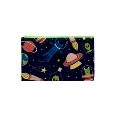 Seamless-pattern-with-funny-aliens-cat-galaxy Cosmetic Bag (xs) by Salman4z