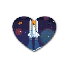 Spaceship-milkyway-galaxy Rubber Coaster (heart) by Salman4z