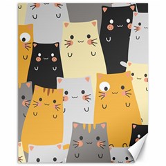 Seamless-pattern-cute-cat-cartoons Canvas 11  X 14  by Salman4z