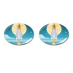 Space-exploration-illustration Cufflinks (oval) by Salman4z