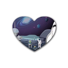 Alien-astronaut-scene Rubber Coaster (heart) by Salman4z