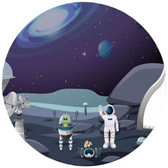 Alien-astronaut-scene Wooden Puzzle Round by Salman4z