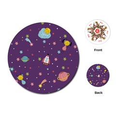 Space-travels-seamless-pattern-vector-cartoon Playing Cards Single Design (Round)