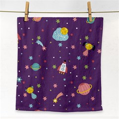 Space-travels-seamless-pattern-vector-cartoon Face Towel by Salman4z