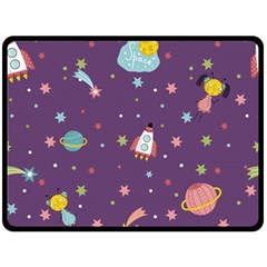 Space-travels-seamless-pattern-vector-cartoon Two Sides Fleece Blanket (Large)