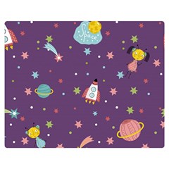 Space-travels-seamless-pattern-vector-cartoon Premium Plush Fleece Blanket (medium) by Salman4z