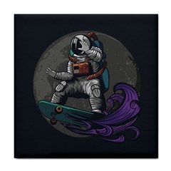 Illustration-astronaut-cosmonaut-paying-skateboard-sport-space-with-astronaut-suit Tile Coaster by Salman4z