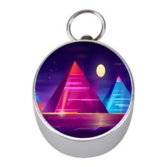 Egyptian-pyramids-night-landscape-cartoon Mini Silver Compasses by Salman4z