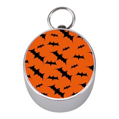 Halloween-card-with-bats-flying-pattern Mini Silver Compasses by Salman4z