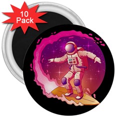 Astronaut-spacesuit-standing-surfboard-surfing-milky-way-stars 3  Magnets (10 Pack)  by Salman4z