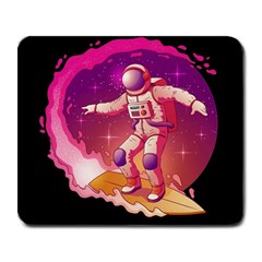 Astronaut-spacesuit-standing-surfboard-surfing-milky-way-stars Large Mousepad by Salman4z