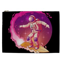 Astronaut-spacesuit-standing-surfboard-surfing-milky-way-stars Cosmetic Bag (xxl) by Salman4z