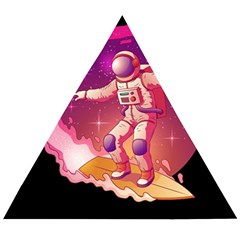 Astronaut-spacesuit-standing-surfboard-surfing-milky-way-stars Wooden Puzzle Triangle by Salman4z