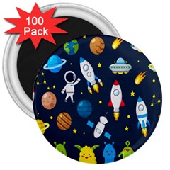 Big-set-cute-astronauts-space-planets-stars-aliens-rockets-ufo-constellations-satellite-moon-rover-v 3  Magnets (100 Pack) by Salman4z