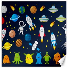 Big-set-cute-astronauts-space-planets-stars-aliens-rockets-ufo-constellations-satellite-moon-rover-v Canvas 12  X 12  by Salman4z