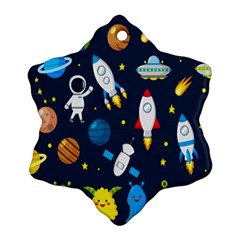 Big-set-cute-astronauts-space-planets-stars-aliens-rockets-ufo-constellations-satellite-moon-rover-v Ornament (snowflake) by Salman4z