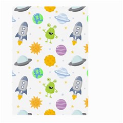 Seamless-pattern-cartoon-space-planets-isolated-white-background Large Garden Flag (two Sides) by Salman4z
