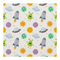 Seamless-pattern-cartoon-space-planets-isolated-white-background Banner And Sign 3  X 3  by Salman4z