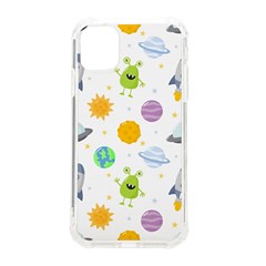 Seamless-pattern-cartoon-space-planets-isolated-white-background Iphone 11 Tpu Uv Print Case by Salman4z