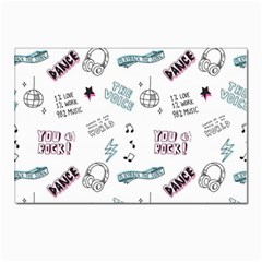 Music-themed-doodle-seamless-background Postcard 4 x 6  (pkg Of 10) by Salman4z