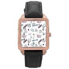 Music-themed-doodle-seamless-background Rose Gold Leather Watch  by Salman4z