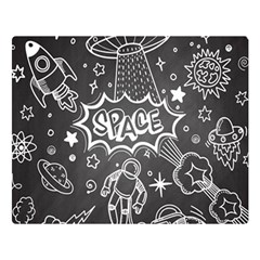 Vector-flat-space-design-background-with-text Two Sides Premium Plush Fleece Blanket (large) by Salman4z