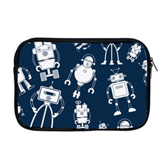 White-robot-blue-seamless-pattern Apple Macbook Pro 17  Zipper Case by Salman4z