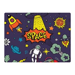 Vector-flat-space-design-background-with-text -- Two Sides Premium Plush Fleece Blanket (mini) by Salman4z