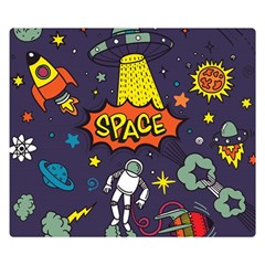 Vector-flat-space-design-background-with-text -- Two Sides Premium Plush Fleece Blanket (small) by Salman4z
