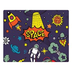 Vector-flat-space-design-background-with-text -- Two Sides Premium Plush Fleece Blanket (large) by Salman4z