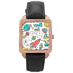 Space-cosmos-seamless-pattern-seamless-pattern-doodle-style Rose Gold Leather Watch  by Salman4z