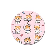 Set-kawaii-smile-japanese-dog-akita-inu-cartoon Magnet 3  (round) by Salman4z