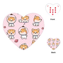 Set-kawaii-smile-japanese-dog-akita-inu-cartoon Playing Cards Single Design (heart)